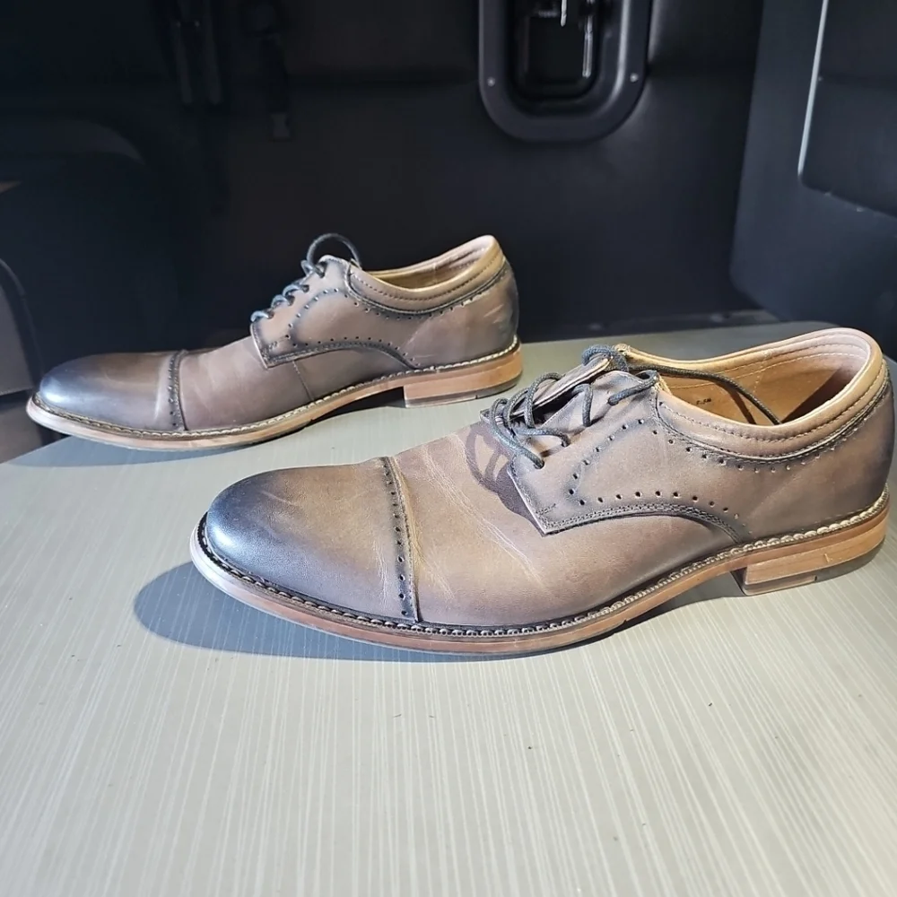 Stacy Adams Mens Balance Manmade Leather Oxford Shoes Size 9.5 Brown & Black EUC